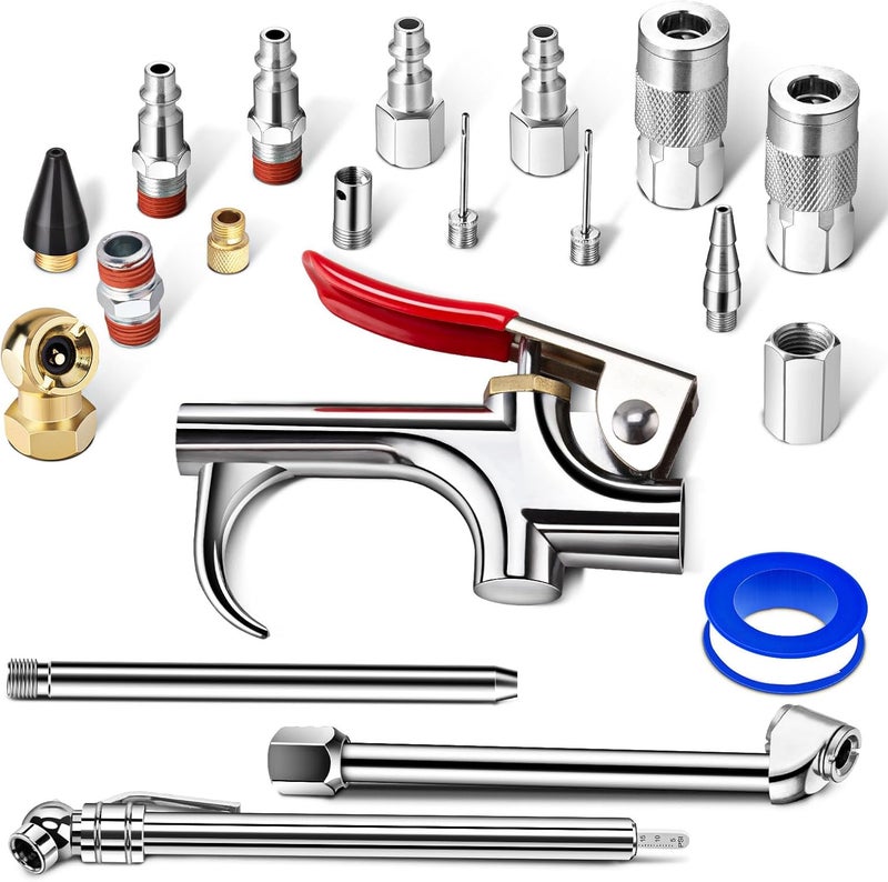 SARDVISA 20 Pcs Air Tool Kit, Air Compressor Kit with 1/4" NPT Quick Connect Coupler & Plug/Tire Air Chucks/Tire Gauge/Air Nozzles/Air Hose Fittings, Pneumatic Tools for Air Compressor Accessories - Image 1